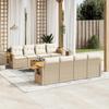 Garden Furniture Set - vidaXL - 9 Pcs - Beige Braided Resin - Removable Covers - 8 People