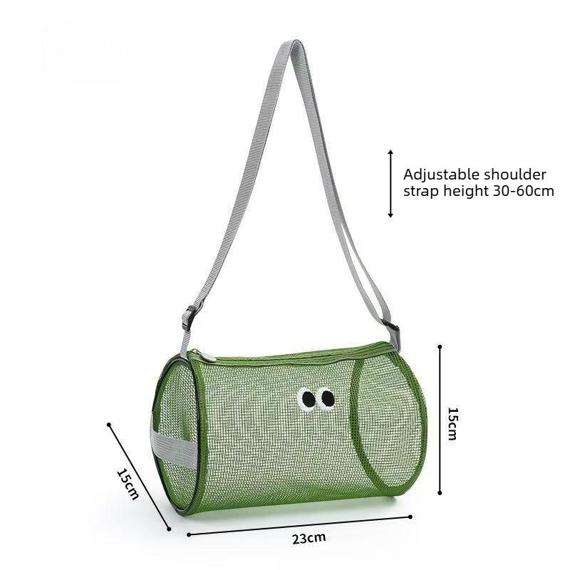 Stylish Crossbody Swim Bag, Cylindrical Mesh Openwork Shoulder Bag, Travel Bag, Large-Capacity Toiletry Bag, Organizer зелёный
