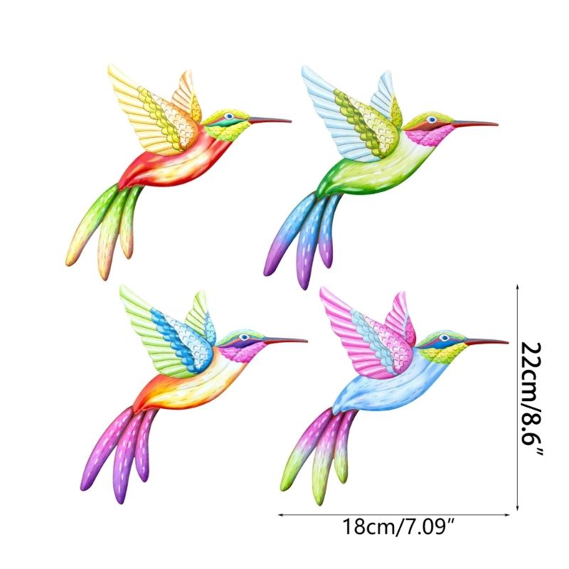 Metal Hummingbird Wall Art Decoration Iron Bird Sculpture Waterproof Wall Hanging Figurines Ornament Decorations