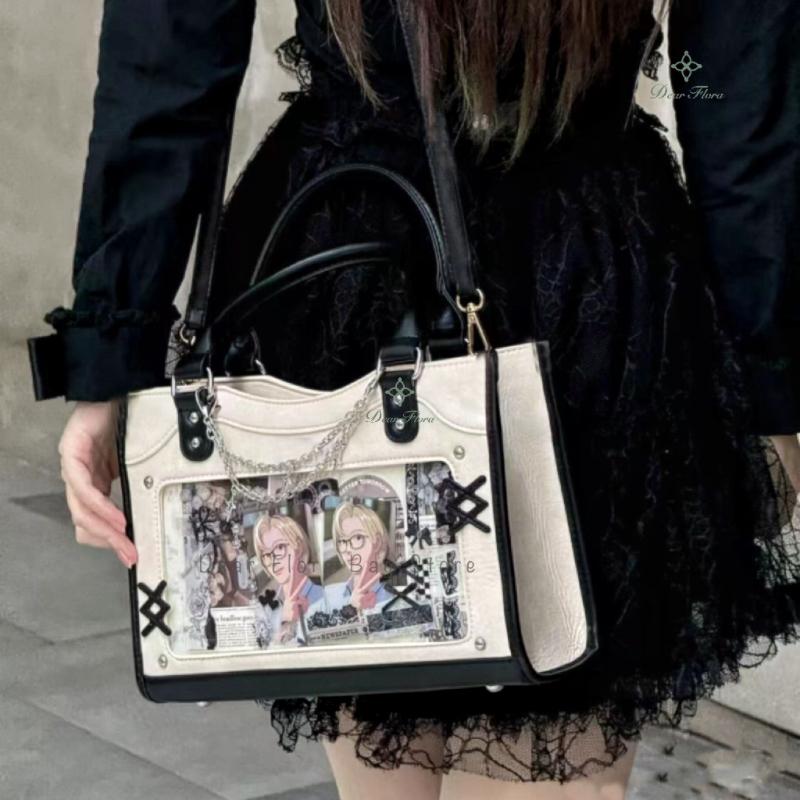 Bolsa Ita Linda Y2K para Chica Bolso Mensajero Transparente Moda Femenina Bolso de Hombro Cruzado Bolso Tote de Exhibición DIY para Dama Bolso de Mano Lolita
