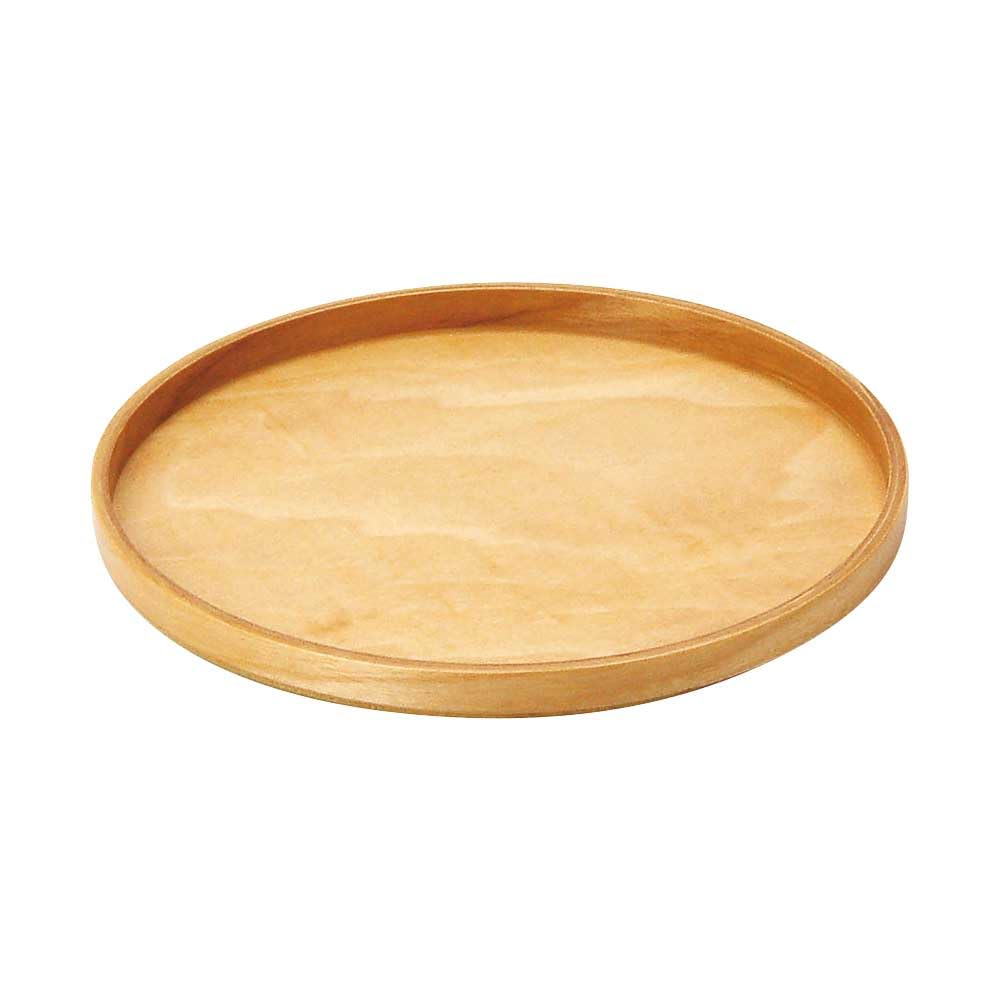 Yamako Wooden Round x 17289 Tray, Clear, 17.9 H1.2cm,