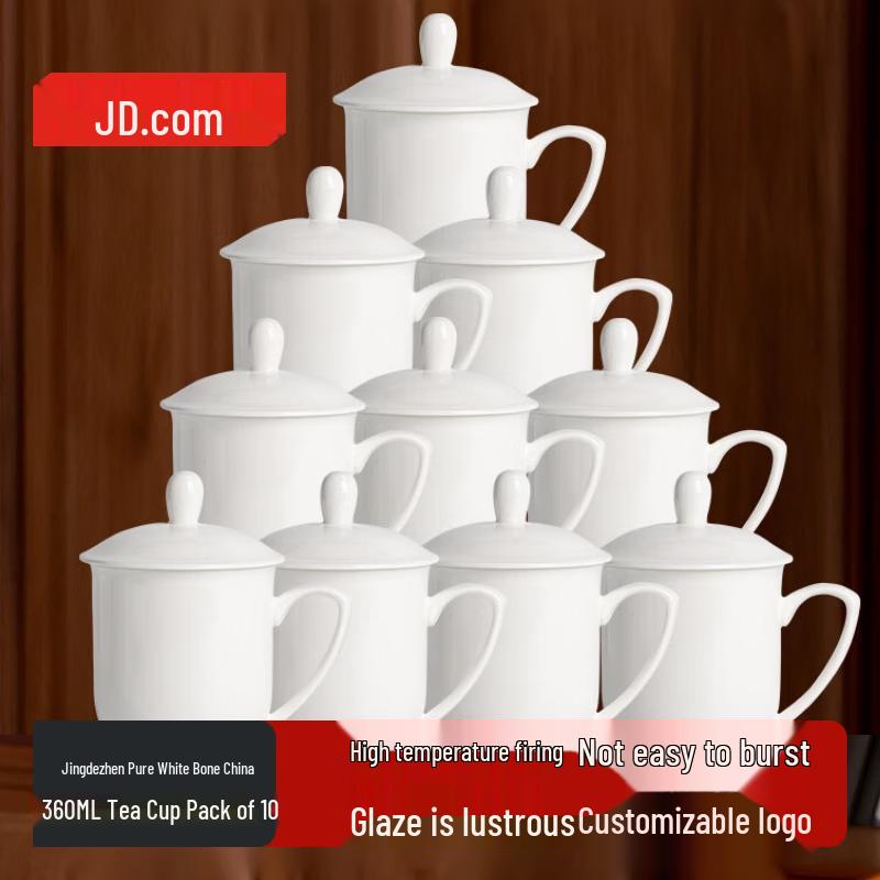 Чисто-белые костяные фарфоровые чайные чашки с крышками
