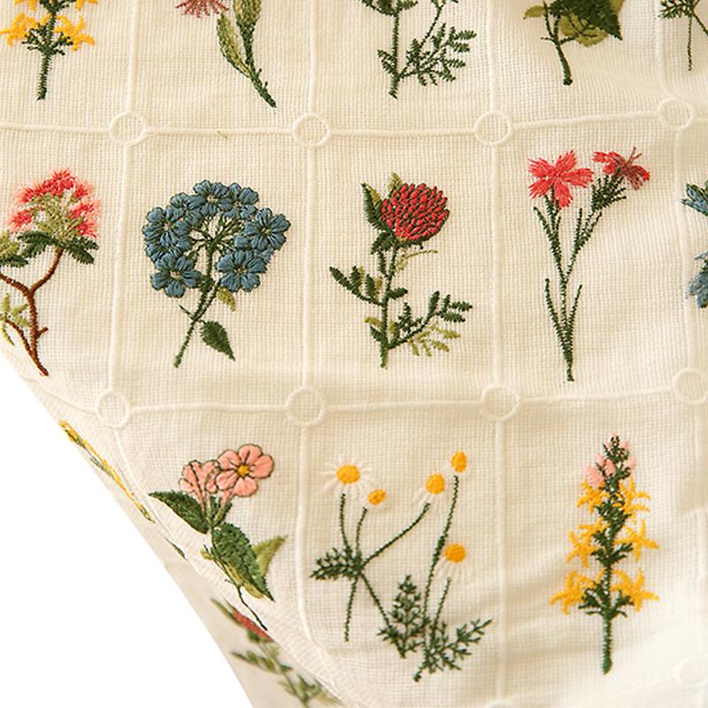 

Изысканная ажурная кружевная ткань с вышивкой цветов, цветочные растения, хлопчатобумажная марлевая ткань для самостоятельного шитья, детской одежды, рубашек, одежды 100x145cm