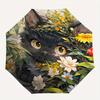 1pc Black Cat Flower Fully Automatic Folding Portable Fashion Umbrella, 8 Iron Frames, Three-Fold Design, Suitable for All Seasons, Suitable for Outdo