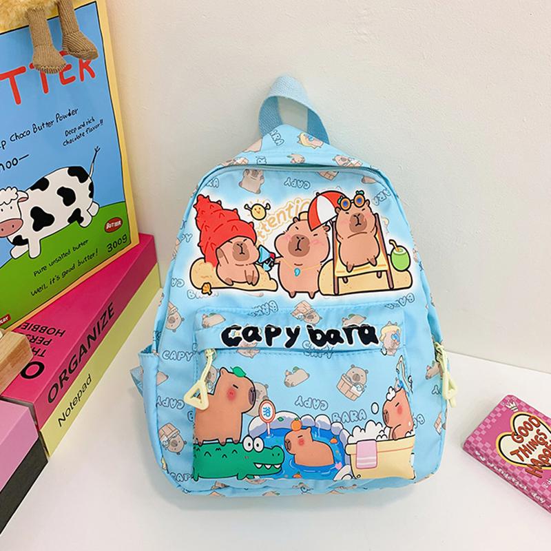Large Capacity Capybara Backpack Cartoon Cute Backpack Multipurpose Stain-Resistant Students Schoolbag Trendy Printed Backpack