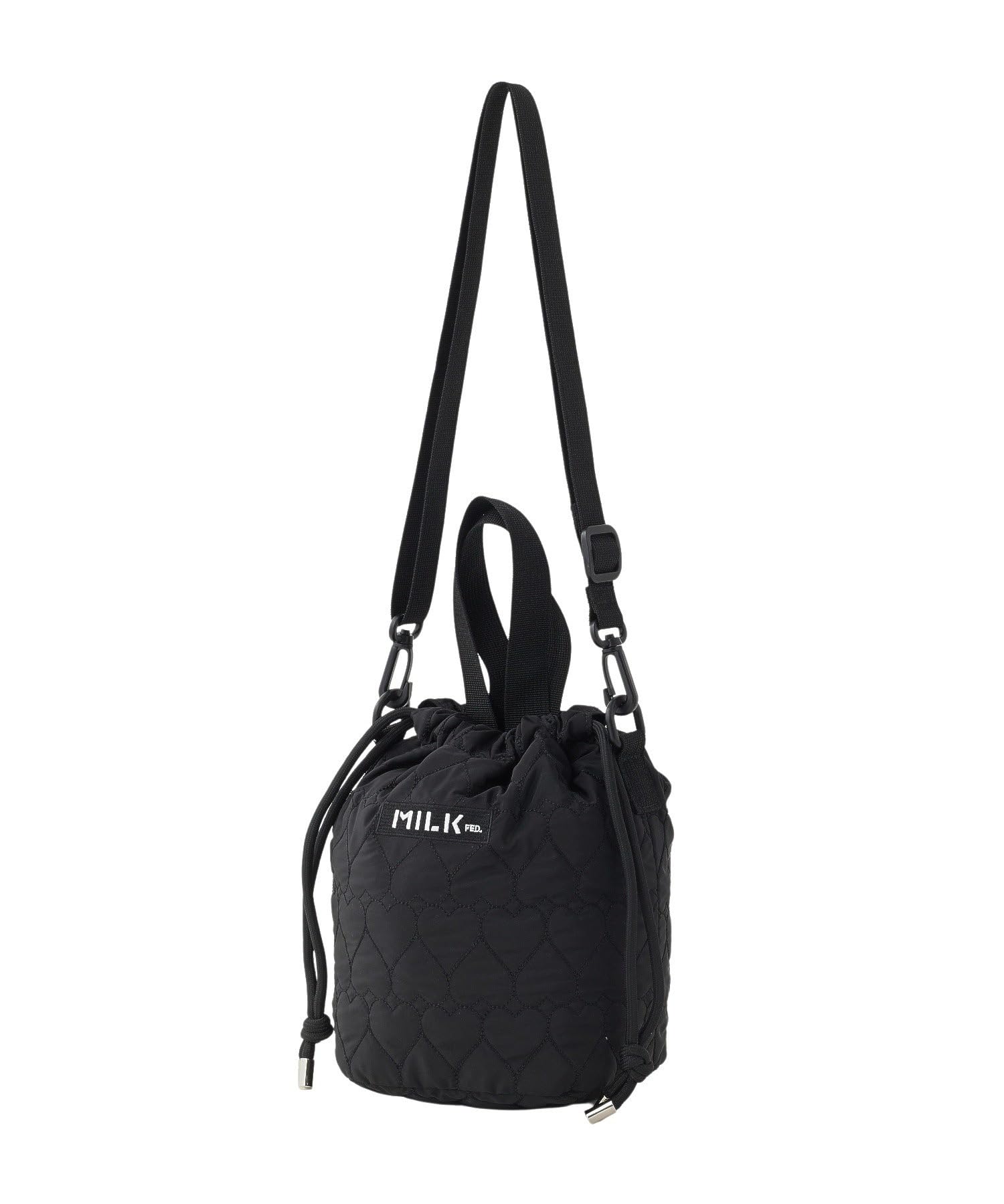 

Milkfed Heart Quilted Shoulder Black Bag, Women s,