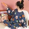 Women's Long-Sleeve Cartoon Pajama Set - Cute Korean Style Homewear for Autumn, Winter, Spring - Plus Size Available
