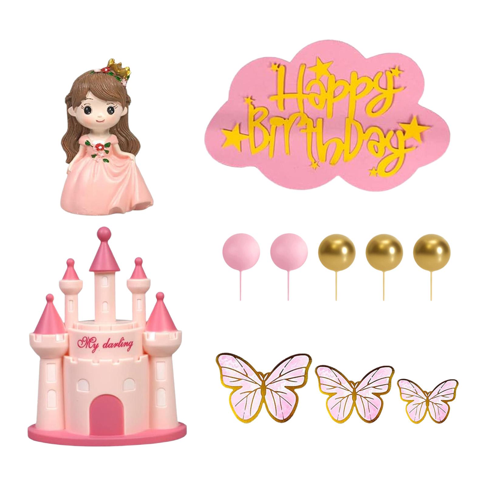 18Pcs Princess Cake Toppers for Girl Kid Castle Cake Decoration