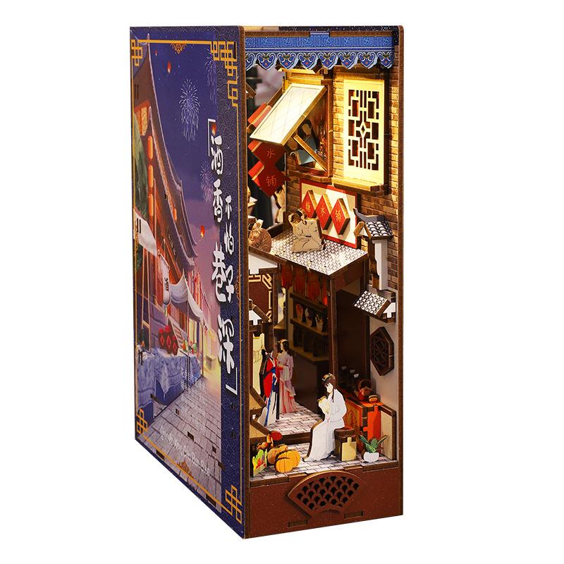 Jiate DIY House SL003: Handmade 3D Bookend Model - Wine Fragrance Alley Creative Ornament Birthday Gift