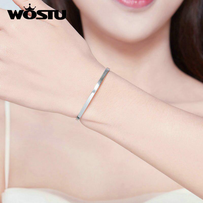 WOSTU 925 Sterling sølv originalt armbånd og armbånd Ingenting er umulig Justerbart heldig armbånd