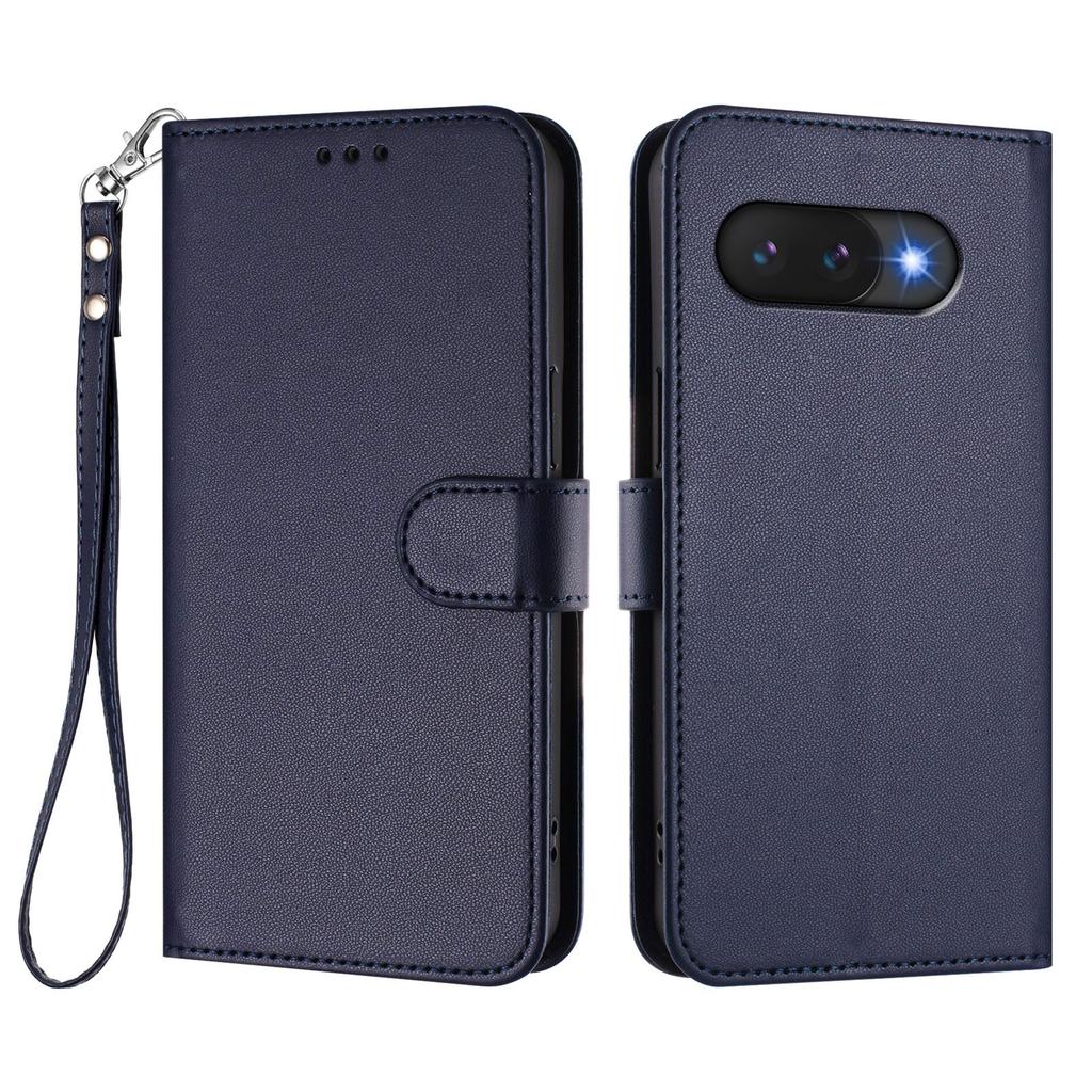 For Google Pixel 9a Leather Case Wallet Stand Phone Cover with Wrist Strap
