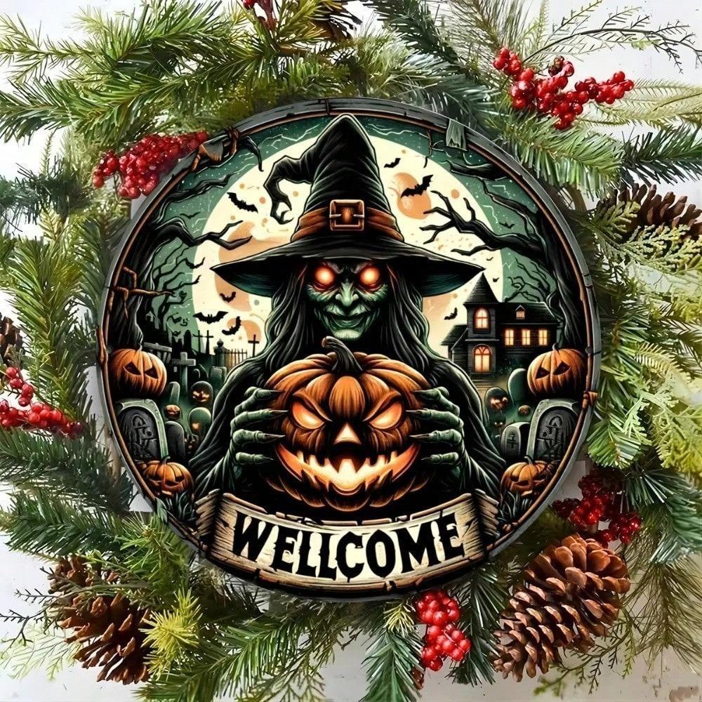 Halloween Witch Metal Tin Sign Home Decor Kitchen Wall Art