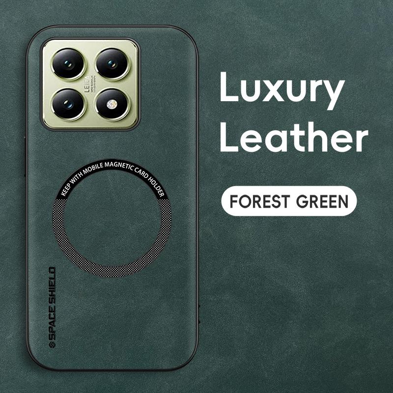 Custodia per telefono Xiaomi 14T 14T Pro con Fori Fini in Pelle di Pecora Magnetica TPU Bordo Morbido Anti-caduta Anti-impronta