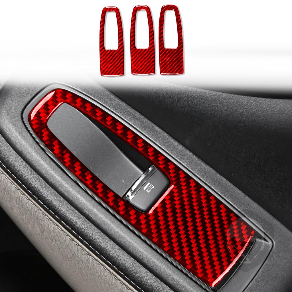Real Carbon Fiber Car Accessories Window Lift Set Trim Cover Soft Sticker For Subaru Forester SK 2024