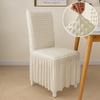 Thick 3D Bubble Gauze Chair Cover with Lace Hem Full Elastic Universal Dining Chair Slipcover