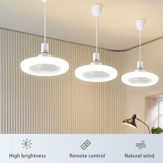 Geschlossener Deckenventilator mit Lichtfernbedienung, 3 Geschwindigkeitsstufen, geräuscharm, energiesparend, E27, Mini-Deckenventilator ohne Flügel, LED-Lampe
