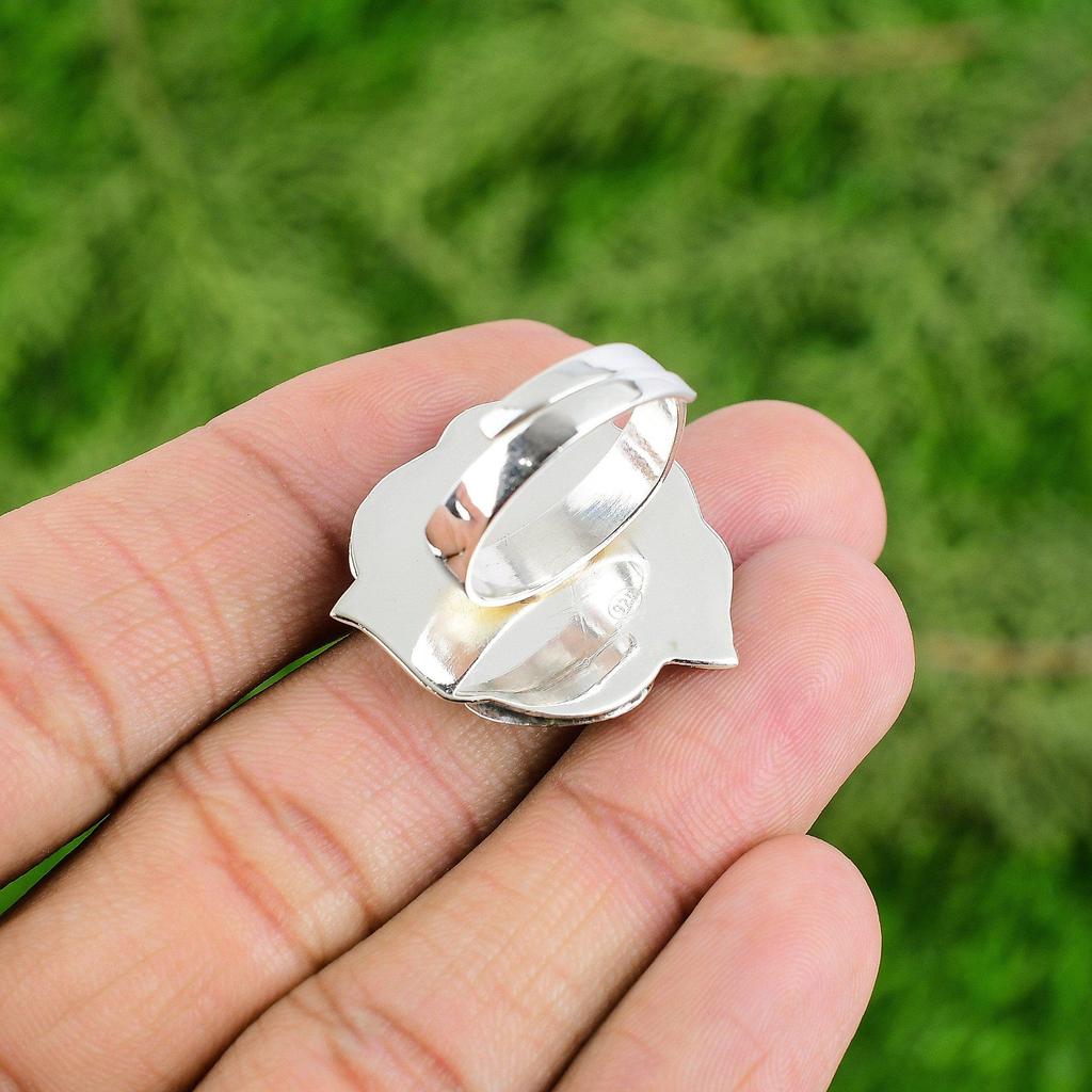 925 Silver Natural Tanzanite Quartz Statement Flower Adjustable Ring