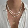 New 1Pcs/Set Vintage Coconut Husk Rice Beads Choker Necklace for Men Punk Gold Color Rounds Metal Pendant Chain Jewelry New