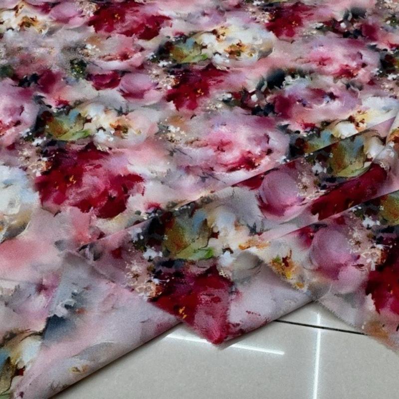 100x150cm Floral Printed Style Fabric Summer Silk Chiffon Fabric for Diy Sewing Soft Comfortable Dress Shirt Pajamas Pants