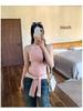 Designer High-Neck Sleeveless Cardigan & Slim Base Layer Set - Versatile Autumn/Winter Style