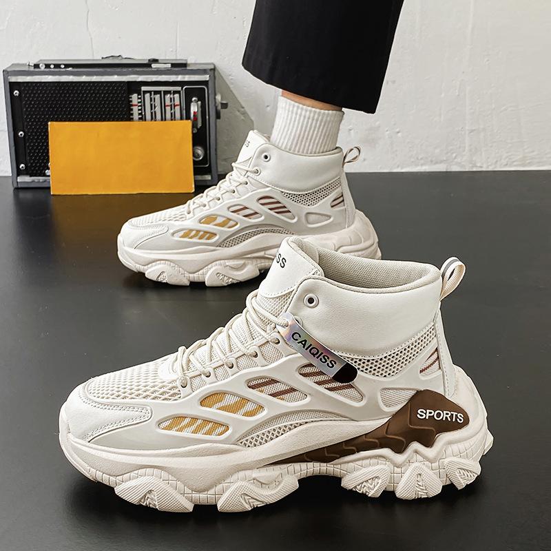 Casual autumn new youth running sports thick-soled high-top mesh dad shoes