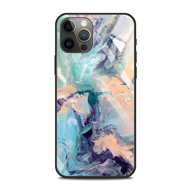 

Чехол из закаленного стекла для Iphone 12 11 Pro Max 14 13 12 Mini Fundas X Xr Xs Max 8 7 6s Plus, чехол Fundas Colorfull Marble For iPhone 11Pro Max