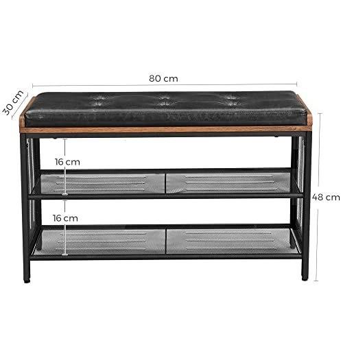 Bancă pentru Pantofi Bancă Căptușită cu Raft din Plasă Raft pentru Pantofi 80 X 30 X 48 Cm Hol Dormitor Metal Economie de Spațiu Wzo