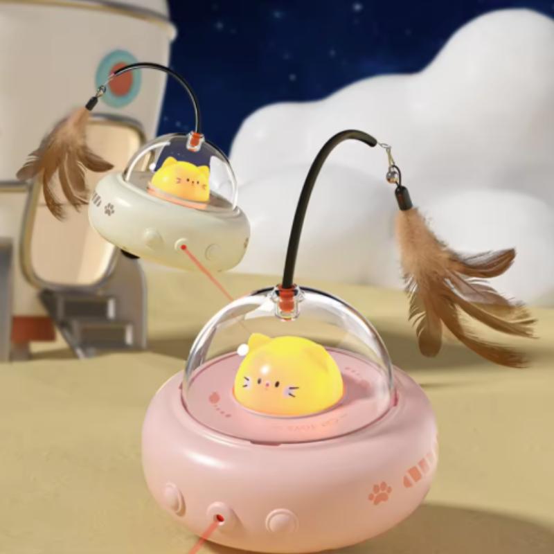 Smart Interactive Cat Toy USB Rechargeable Rotating Feather Automatic Fun Play for Indoor Kittens And Cats Training
