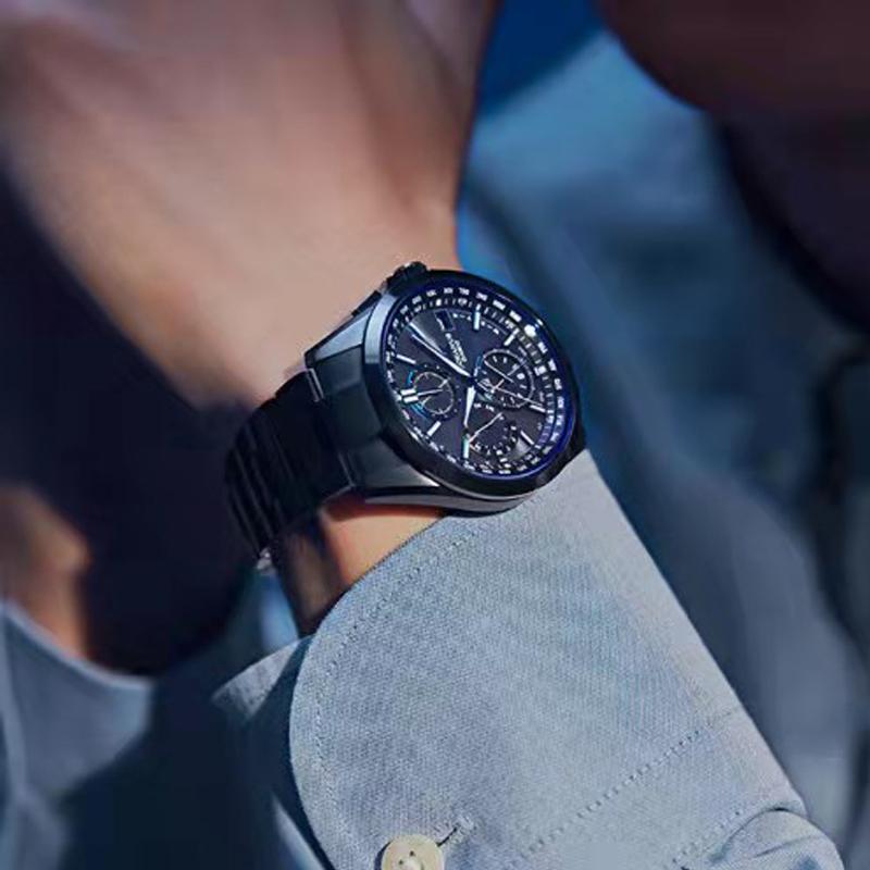 Casio Casual Business Waterproof Artificial Sapphire Three-hand Six-station Radio Wave Solar Quartz Movement Titanium Watch Strap OCW-T2600B-1AJF