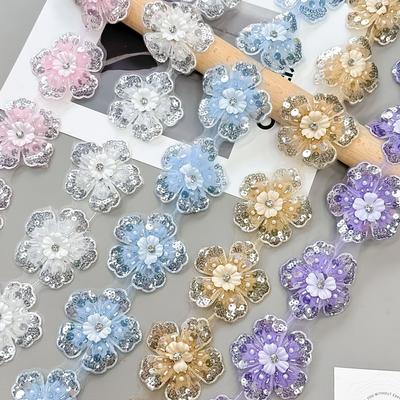 7Cm White Embroidered Lace With Diamonds, Skirt With Beaded Lace Mesh Diy Lace Accessories