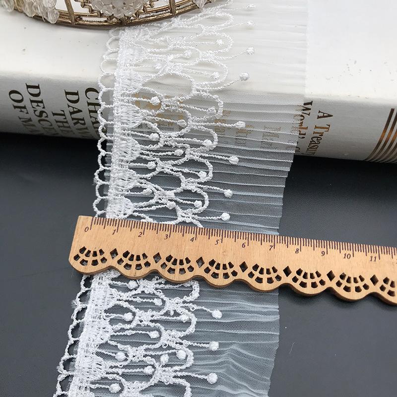 Empfehlen Doppellagiges Plissiertes Wasserlösliches Stickerei-Tropfen Fransen Spitzenstoff DIY Kleidung Rock Hochzeitskleid Dekoration