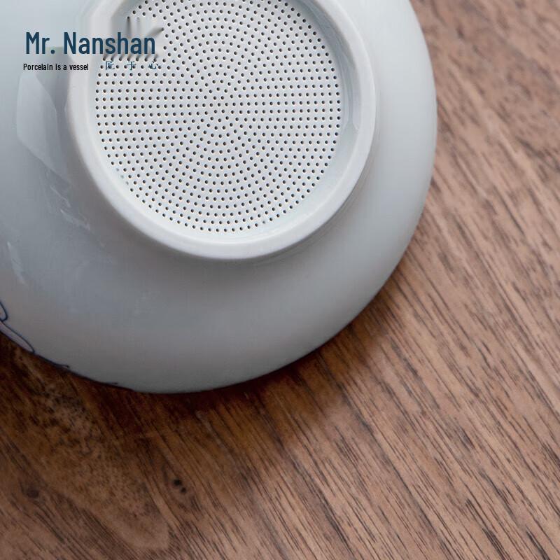 Hand-painted Hibiscus Blue & White Ceramic Tea Strainer