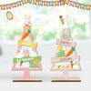 Mini Easter Bunny Decor Wooden Egg Tabletop Ornaments Spring Centerpiece Display Shelf Decorations Holiday Home Scene Crafts
