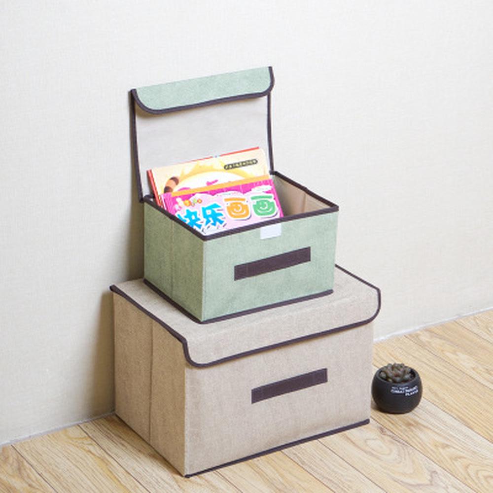 Imitated Hemp Non-woven Fabric Folding Sundry Storage Box Portable Dustproof Storage Box Clothing Sorting Box.