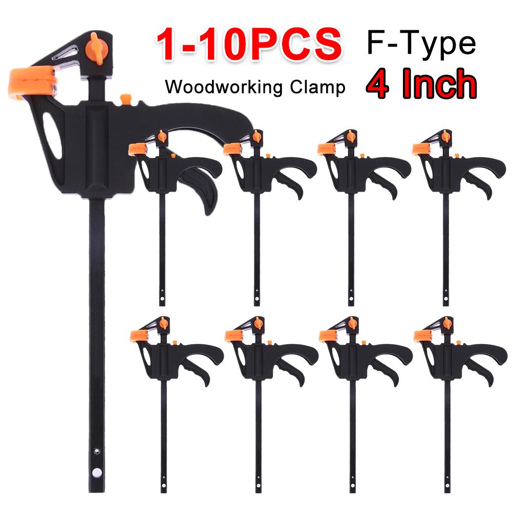 1-10pcs 4inches Woodworking Clamp F-Type Nylon Quick Clip Woodworking Hard Grip Release Squeeze Ratchet DIY Hand Tool Kit Gadget