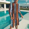 Striped T-shirt 2 piece men's Hawaii beach T-shirts suit summer
