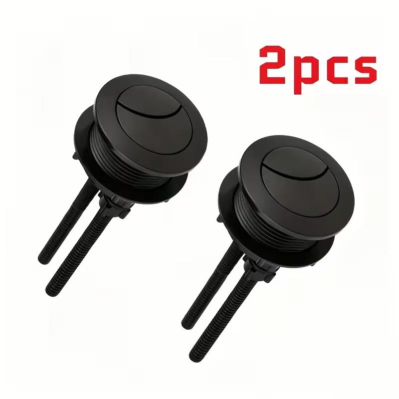 2pcs Universal Dual Flush Push Button for Toilet Tank Black Round Head Easy Install Water Saving Bathroom Replacement Part
