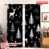 2pcs 2D Flat Printing Merry Christmas Popular Drapes Christmas Tree & Reindeer Versatile Polyester Without Electricity Spring