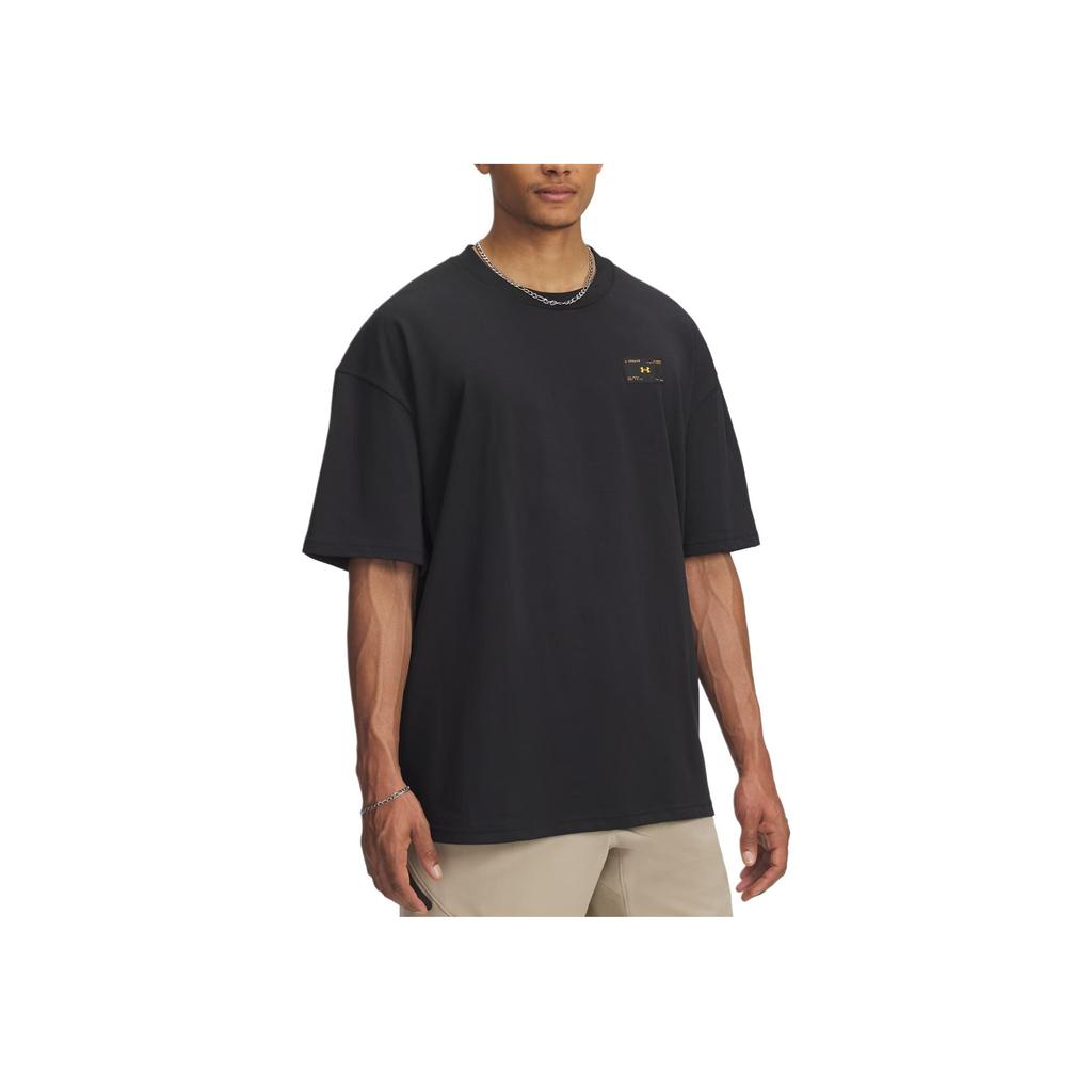 Under Armour Woven Series Label Heavyweight Fashion Versatile Trendy Simple Short Sleeve T-Shirt Men Tops 6005668-001