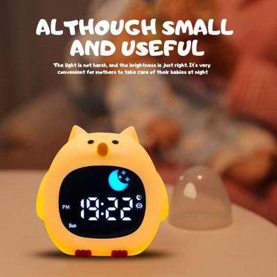 Animal-Shape Alarm Clock Pat Control Light Adjustable Sleep Training Clock Home Decor Cute Touch Night Light Toddler