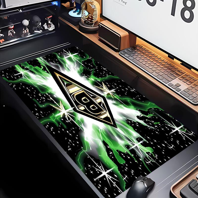 Borussia Mönchengladbach Logo Thema Premium Rutschfestes Mauspade mit Genähten Kanten, Strapazierfähiges Gummi-Material, für Schreibtisch & Gaming Tolle Geschenke