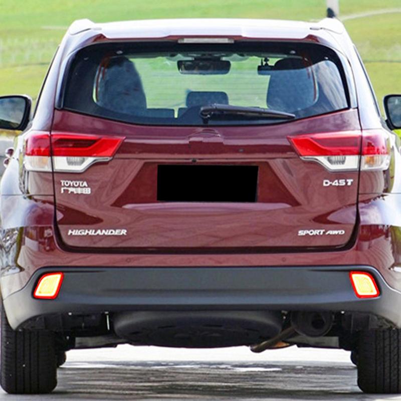 1 Pair reflector LED Rear Bumper Light Fog Lamp Brake Light Turn Signal For Toyota Highlander 2015 2016 2017 2018