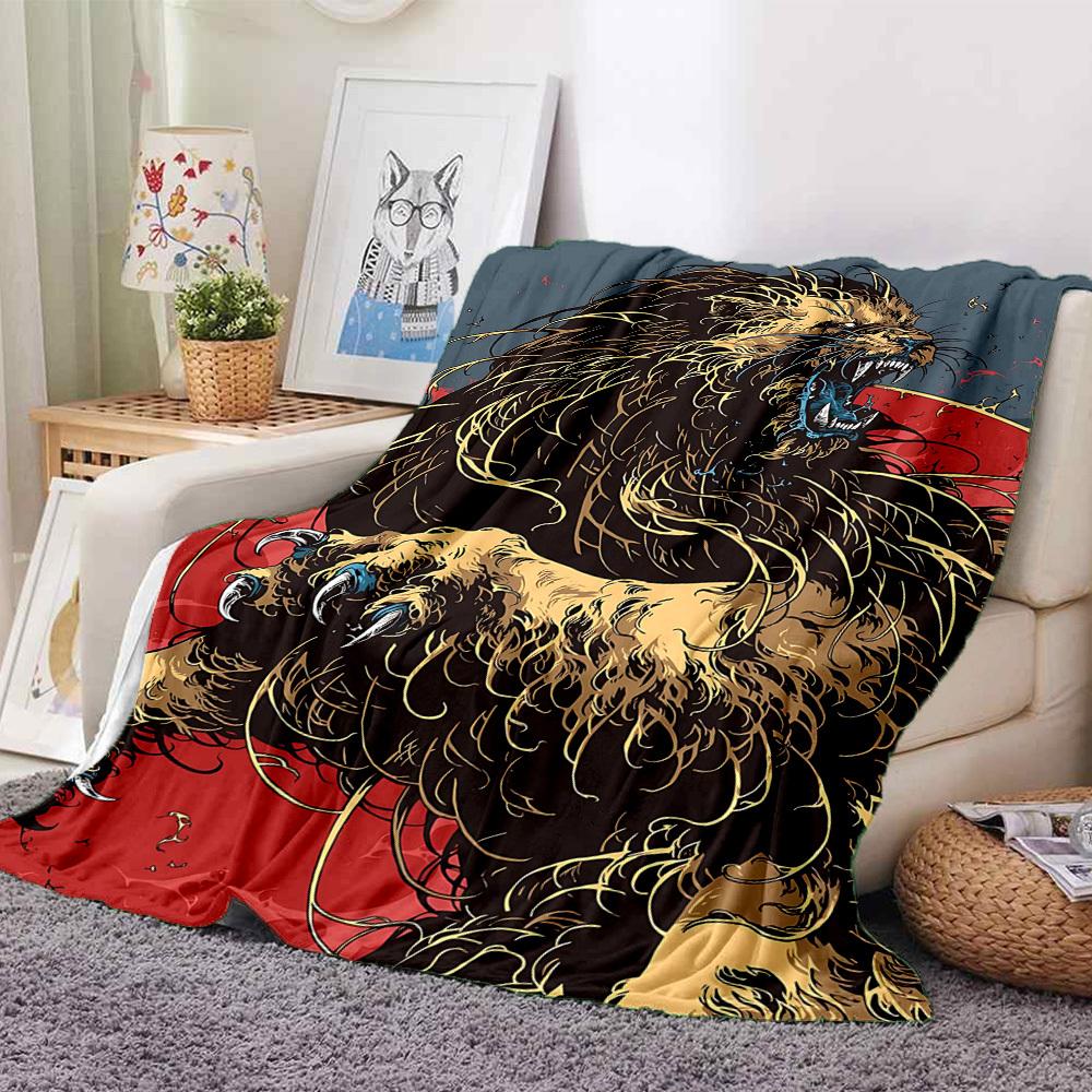 1 Stück Löwen Brüllen Decke, Leichte Flanell Überwurfdecke Für Sofa, Bett, Reisen, Camping, Wohnzimmer, Büro, Couch, Stuhl Und Bett