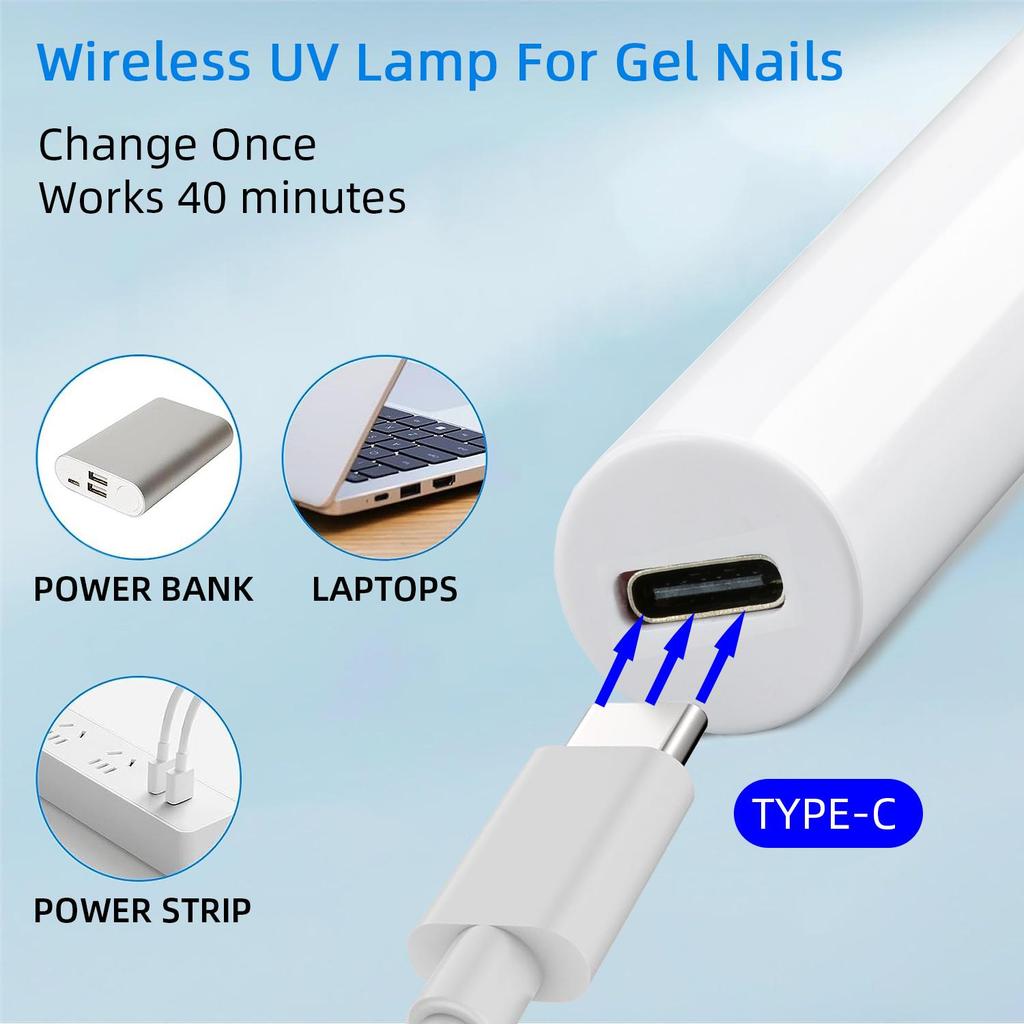 1PC Portable Nail Dryer UV Led Lamp For Manicure Rechargeable Quick Dry Nails Gel Polish Drying Lamp Nail Art Tool Home Salon Use