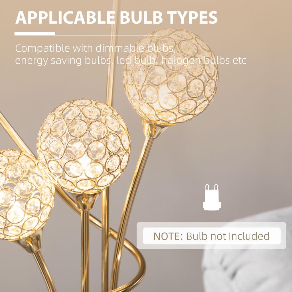 Floor Lamps for Living Room Bedroom with 5 Light, Modern Upright Standing Lamp, 34x25x156cm, Gold Tone