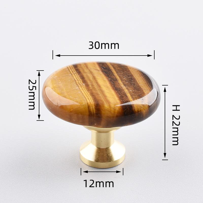 30×20mmSmall Oval Furniture Handle Brass Jewelry Box Drawer Door Knob Cupboard Dressing Cabinet Pulls Crystal Agate Stone Handle