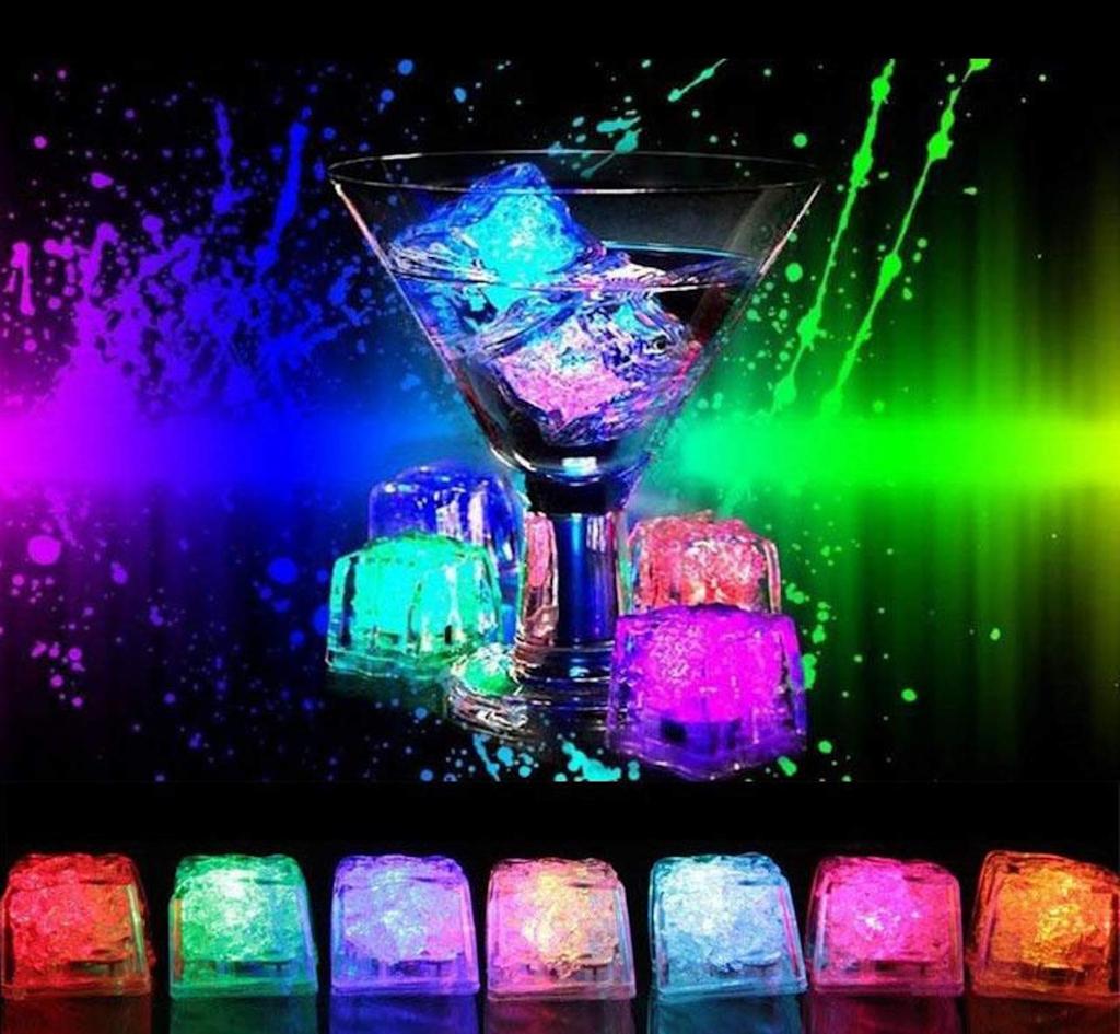 Flashing glowing ice or 36 pieces ice light party dating cocktail pieces set includes 3 cleaning type, seven-color cubes, 12, 24, set, light, cubes,