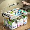 Double-Layer Transparent Medicine Storage Box - Waterproof Portable Pill Organizer for Home & Travel, Clear Medical Case
