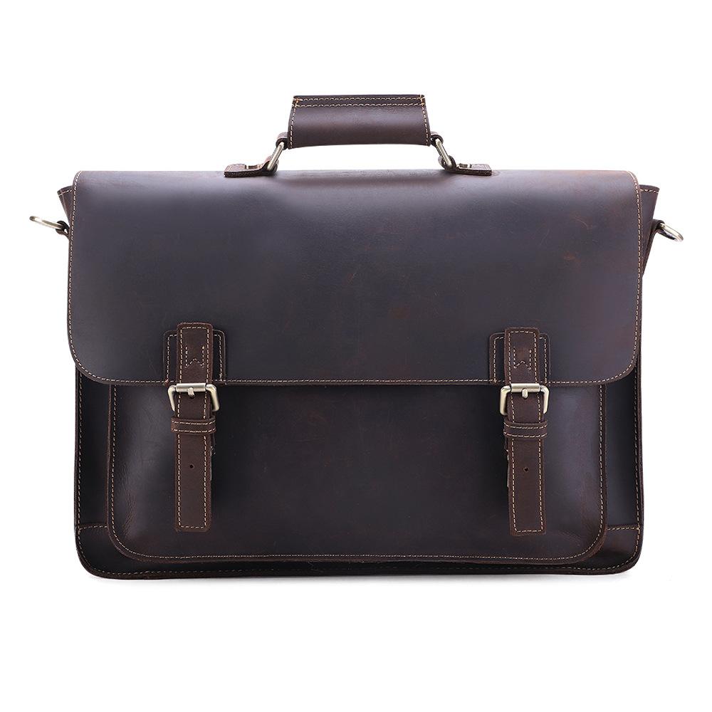 Męska teczka Męska torba biznesowa wysokiej klasy Skóra Crazy Horse Torba męska Skóra naturalna Torba na komputer