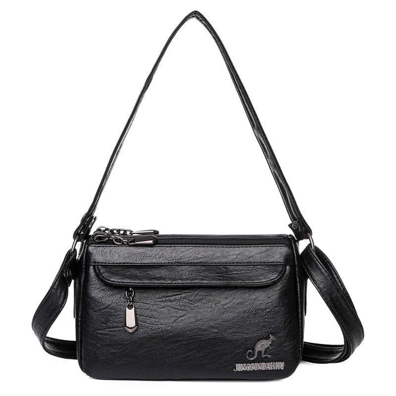 

Женская сумка новая текстура мягкой кожи сумка-мессенджер простая однотонная сумка через плечо модный поток повседневная сумка для мамы чёрный